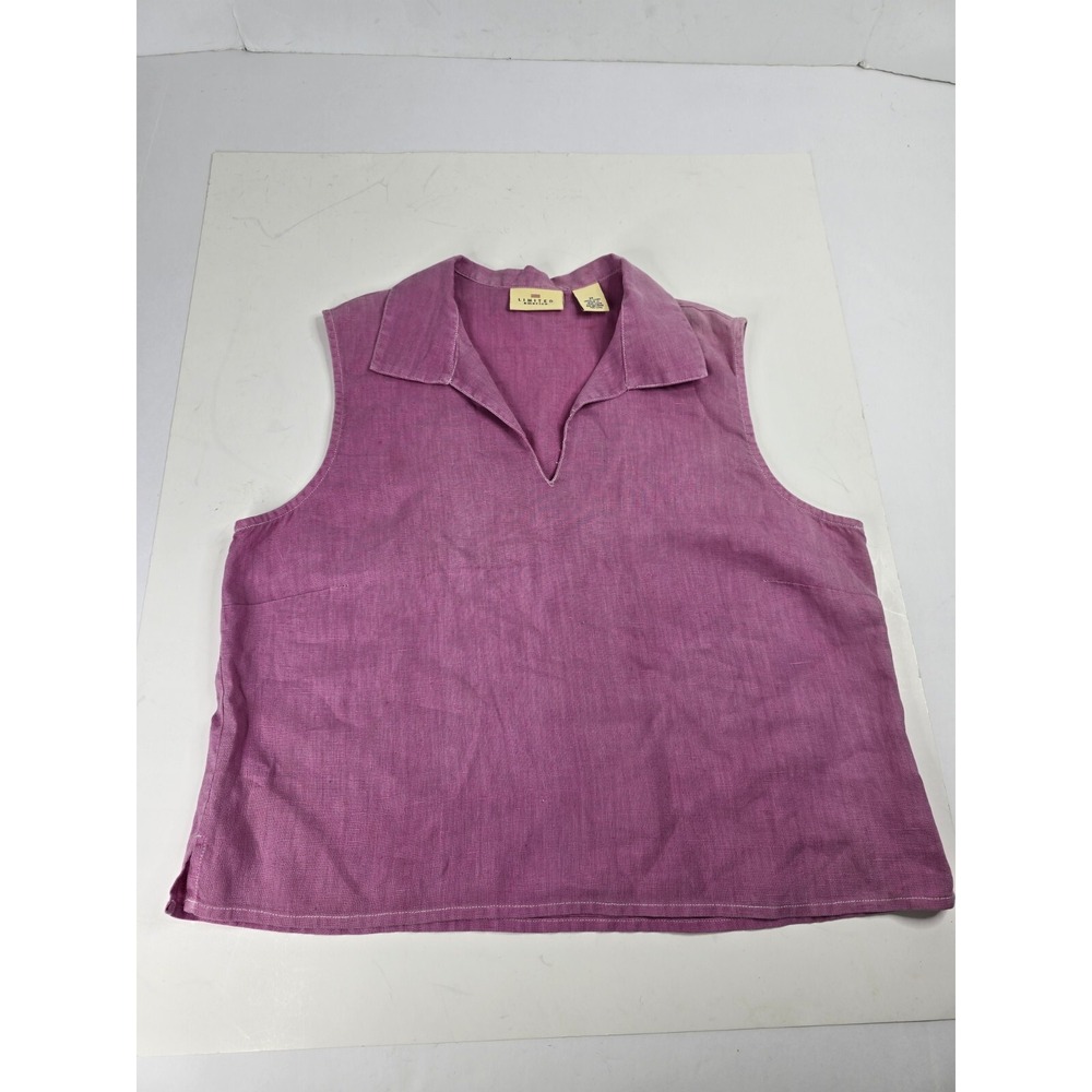 Limited America Women's Medium 100% Linen‎ Sleeveless Pink Shirt Tank